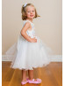 Beaded Multi Pink Lace Tulle Embroidery Flower Girl Dress